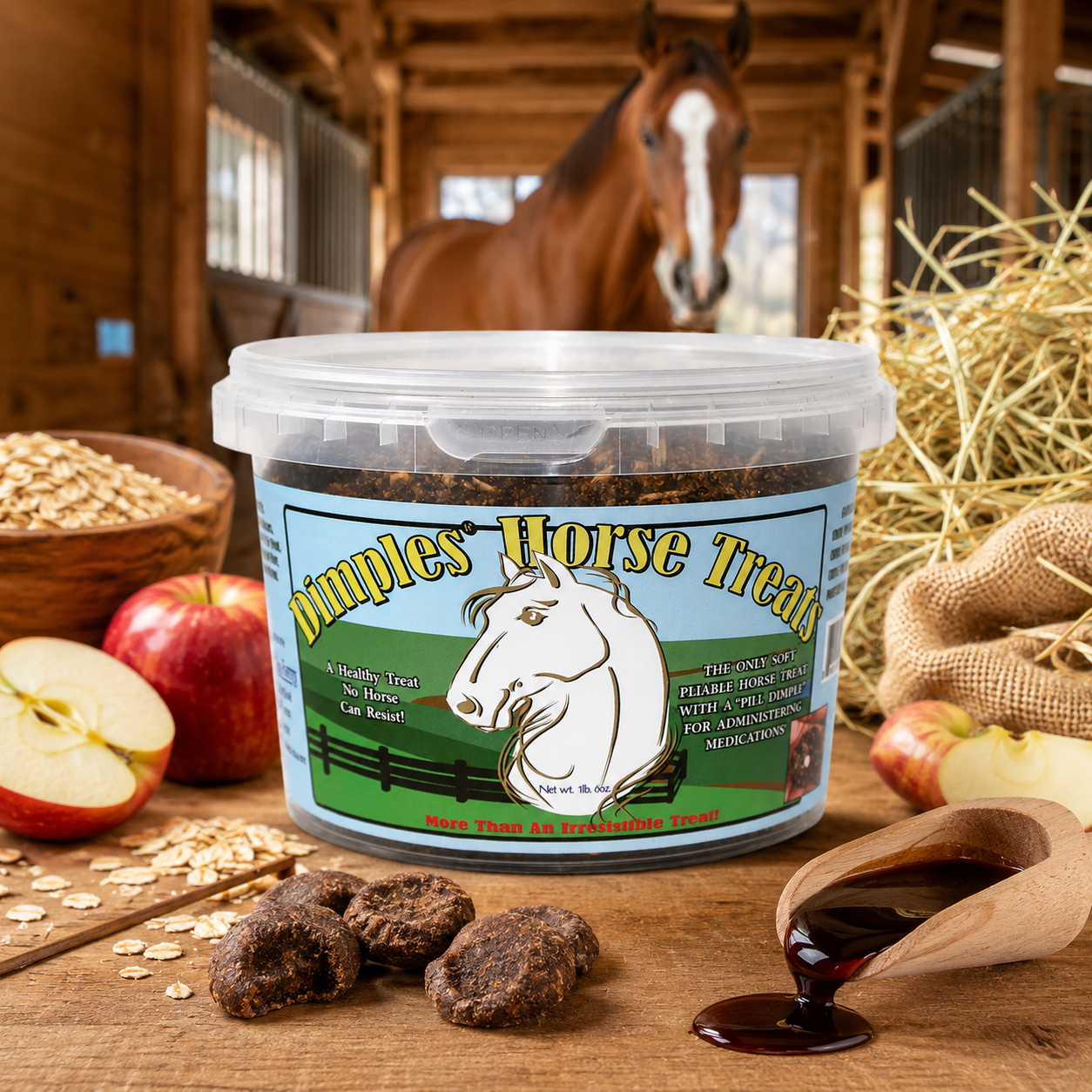 Dimples Horse Treats with Pill Dimples Tub of USA Made 1lb