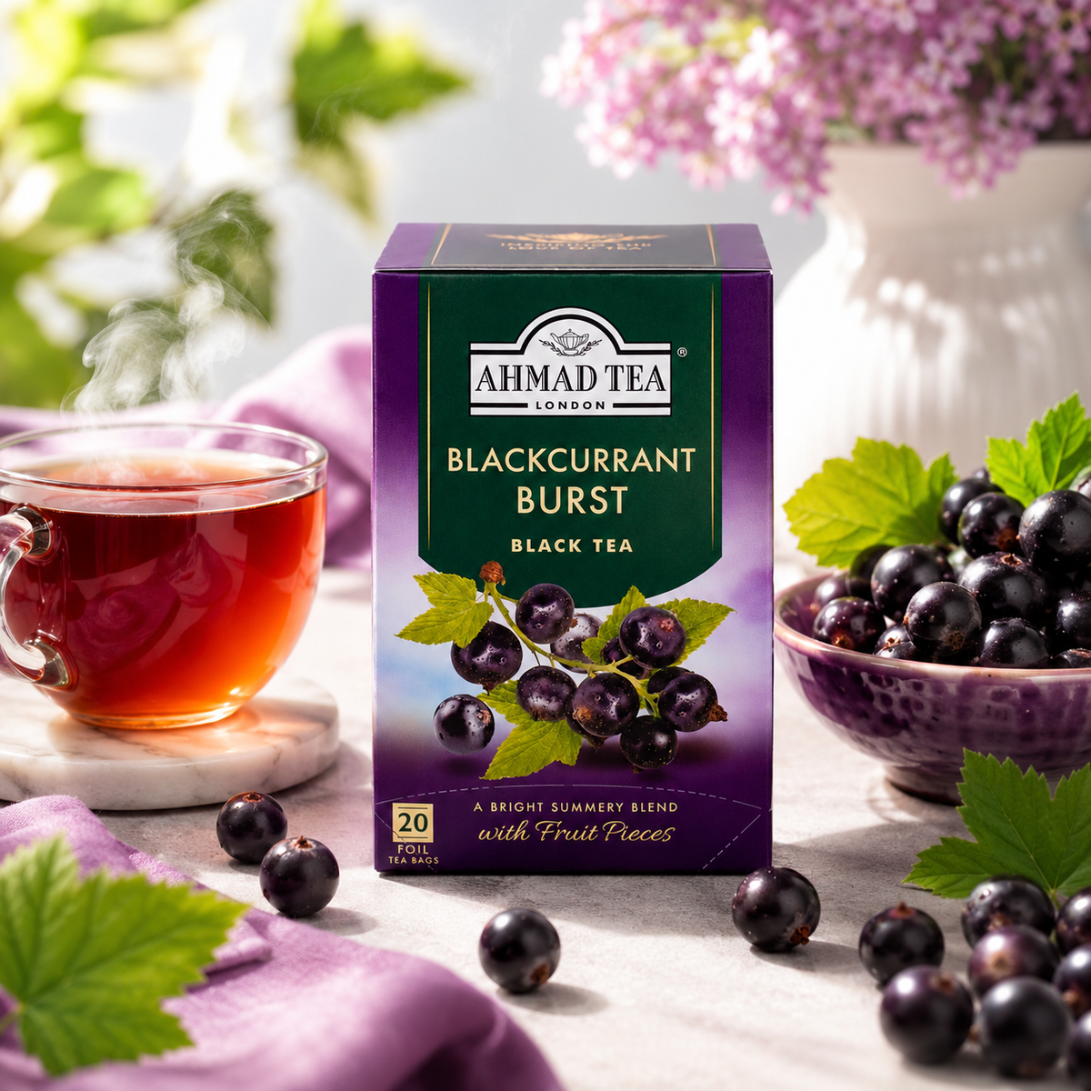 Ahmad Tea Blackcurrant Burst Black Tea 20 Count Boxes