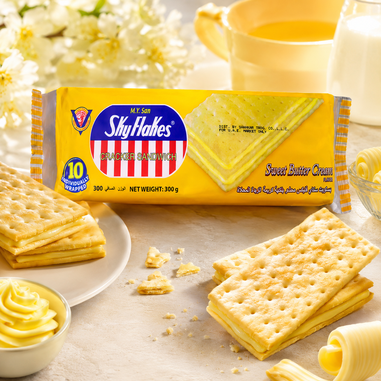 M.Y. San Cracker Sandwich Sweet Mantikilya (Sweet Butter Cream) Flavor, 300g (10.58 oz) (Pack of 10)