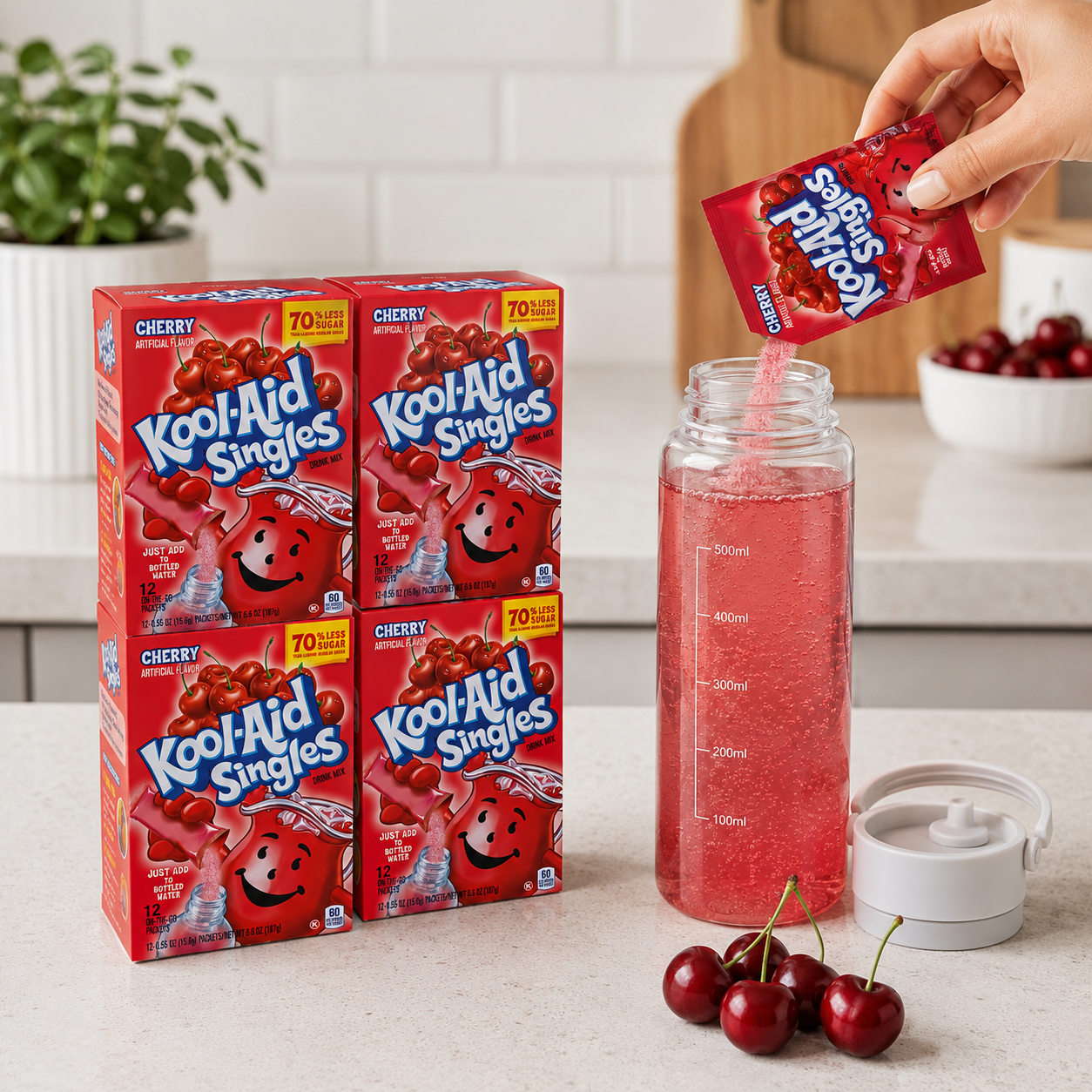 Kool-Aid Cherry Unsweetened Soft Drink Mix 0.13-Ounce Envelopes (Pack of 48)