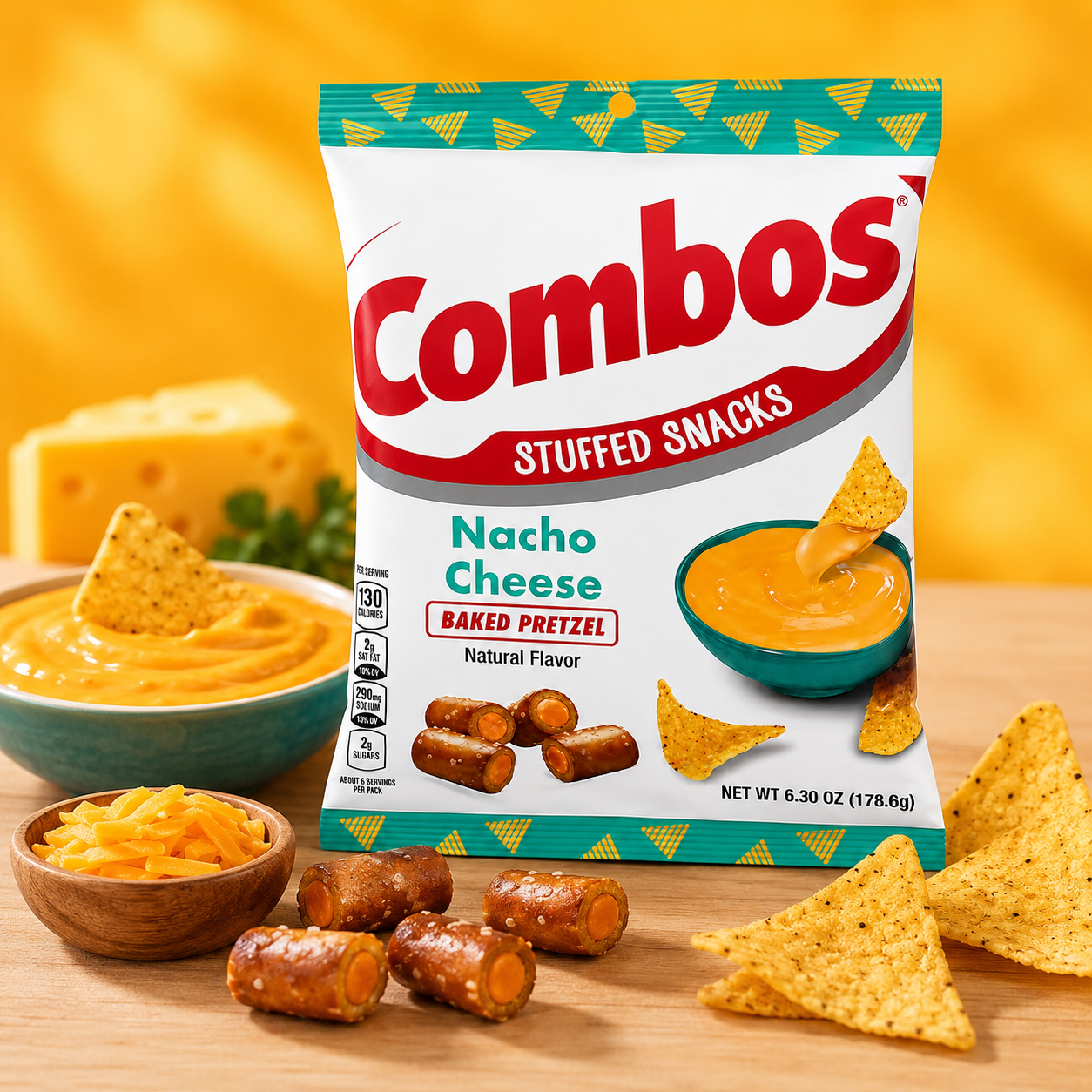 Combos Pretzel Snack Mix Nacho Cheese Flavor Baked 6.3 oz
