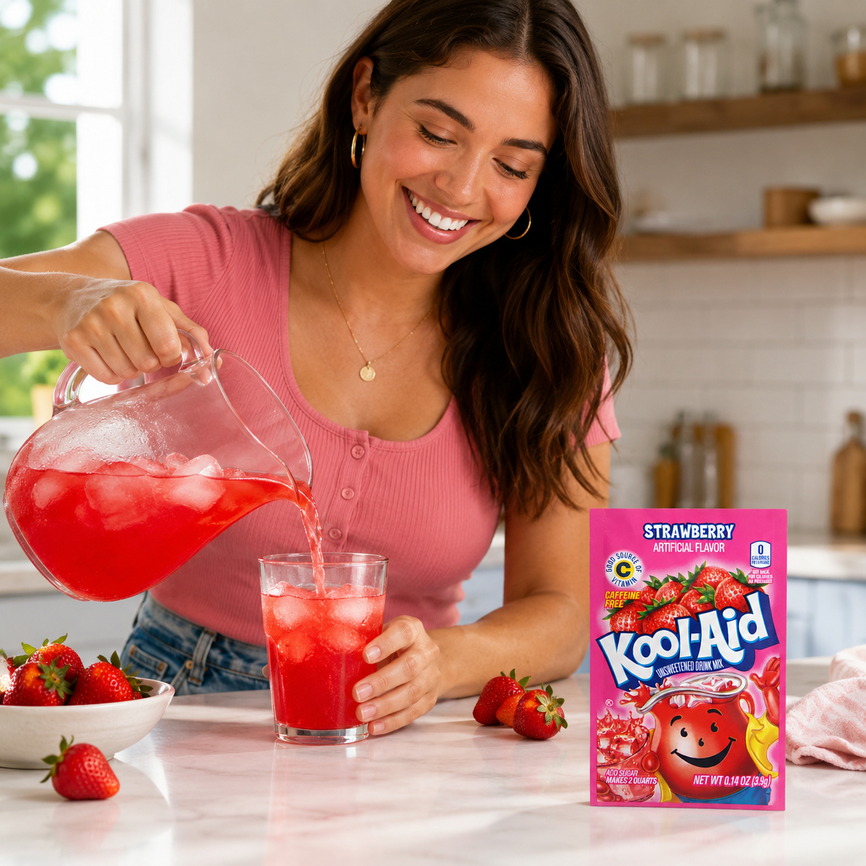Kool-Aid Strawberry Flavored Unsweetened Caffeine Free Powdered Drink Mix 48 ct