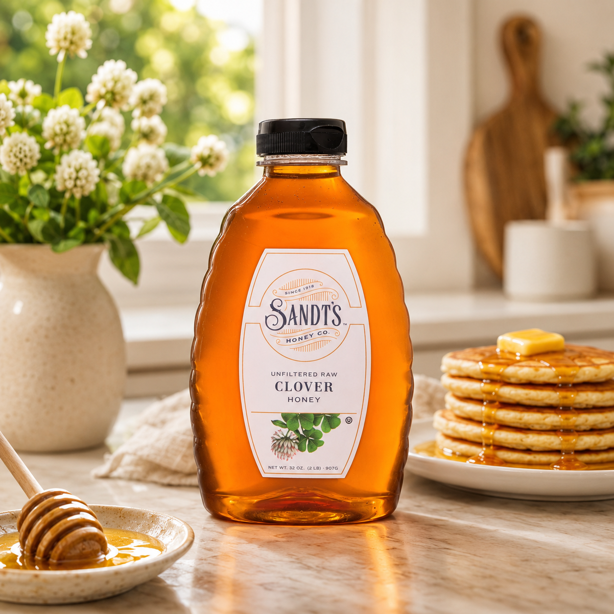 Sandt's Clover Honey Unfiltered Raw Honey Non-GMO Genuine Pure Honey (2 lbs)