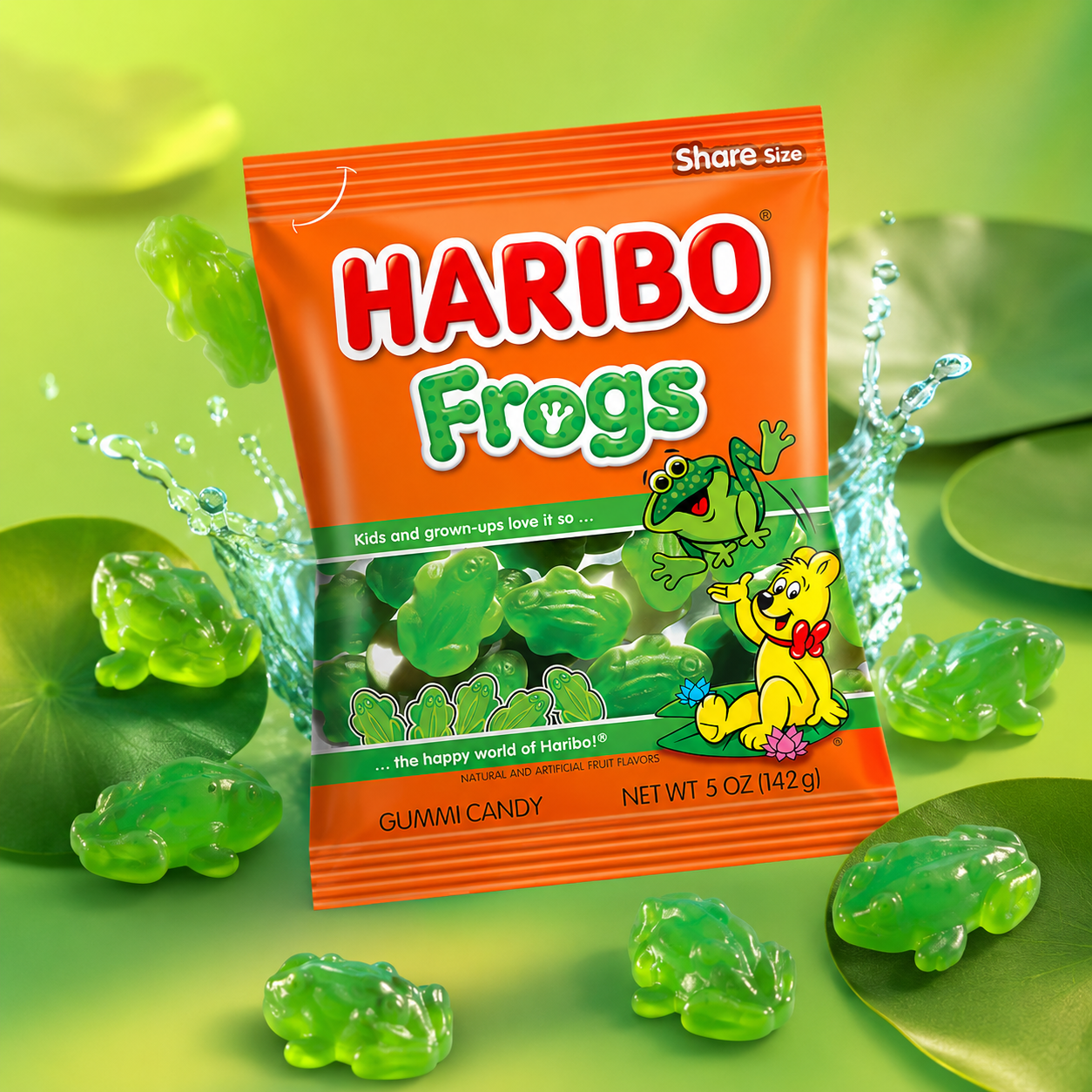 HARIBO Gummi Candy Frogs Bag 5 oz