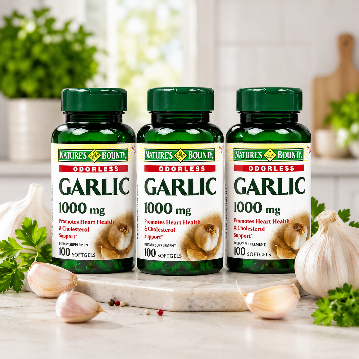 Nature's Bounty Garlic Extract Supplement Supports Circulatory Function Rapid Release Softgels 100 ct 0.04 oz