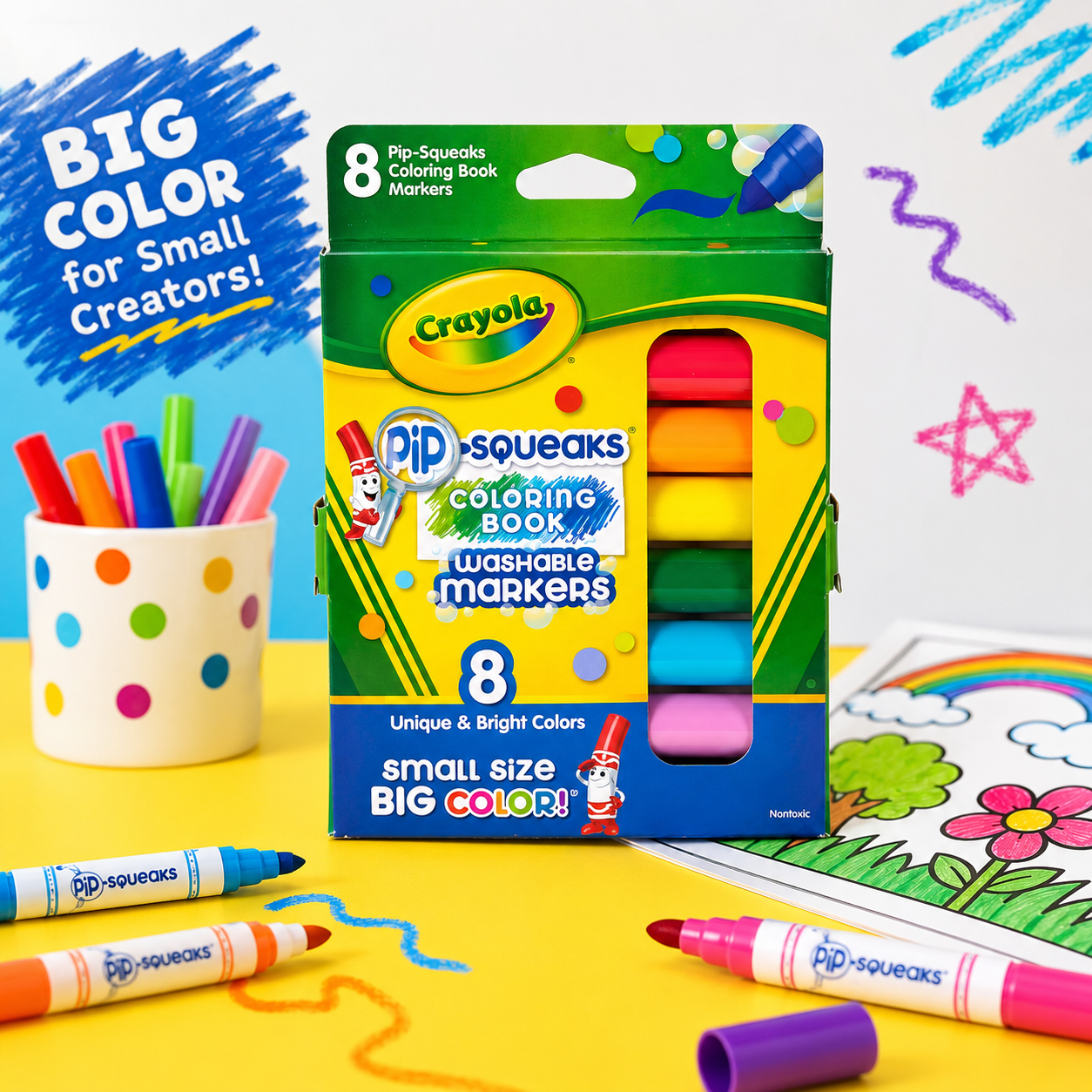Crayola Pip Squeaks Washable Markers Mini Markers in Classic Colors 8 Markers