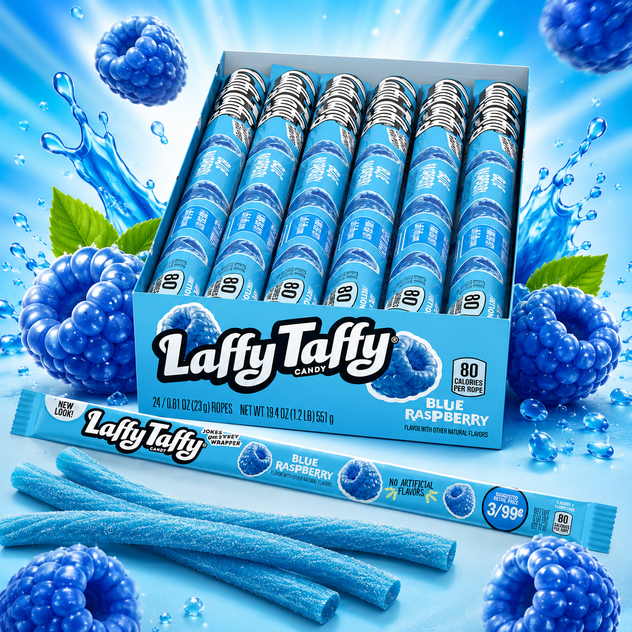 Laffy Taffy Blue Raspberry Raspberry Rope Blue Raspberry 3/99C 24 Count 0.81 ounces