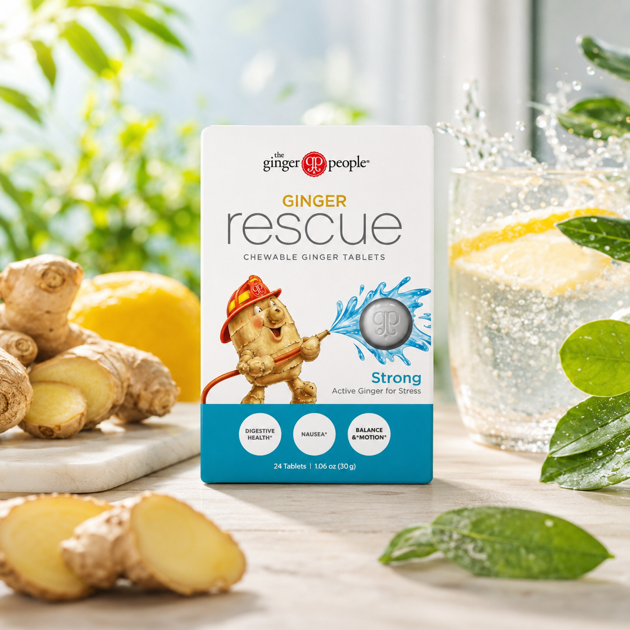 Ginger Rescue Strong Ginger Ginger Chewable Tablets by The Ginger People Drug Free 5.5 oz