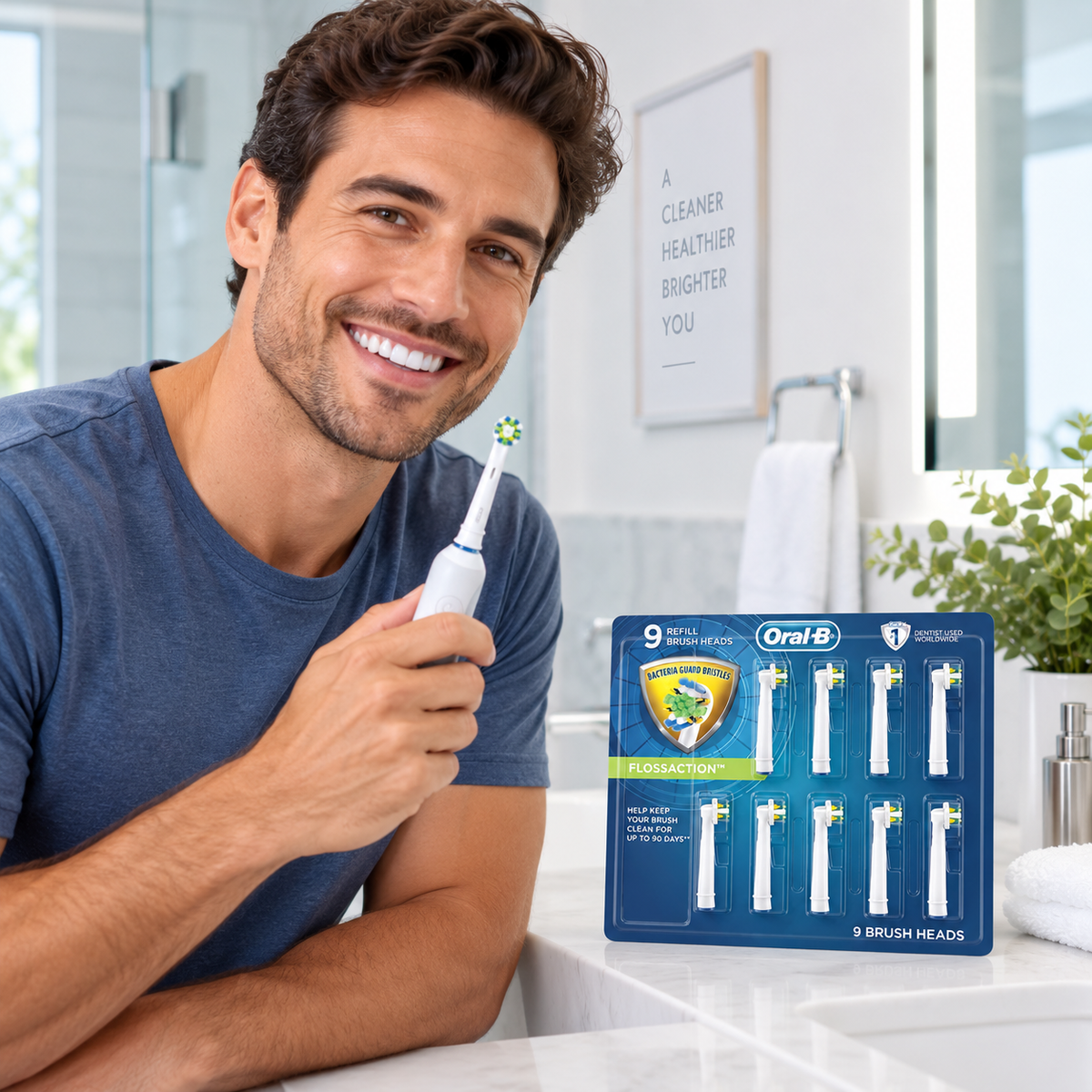 Oral-B Braun FlossAction Replacement Brush Heads, 9 Count Oral-B