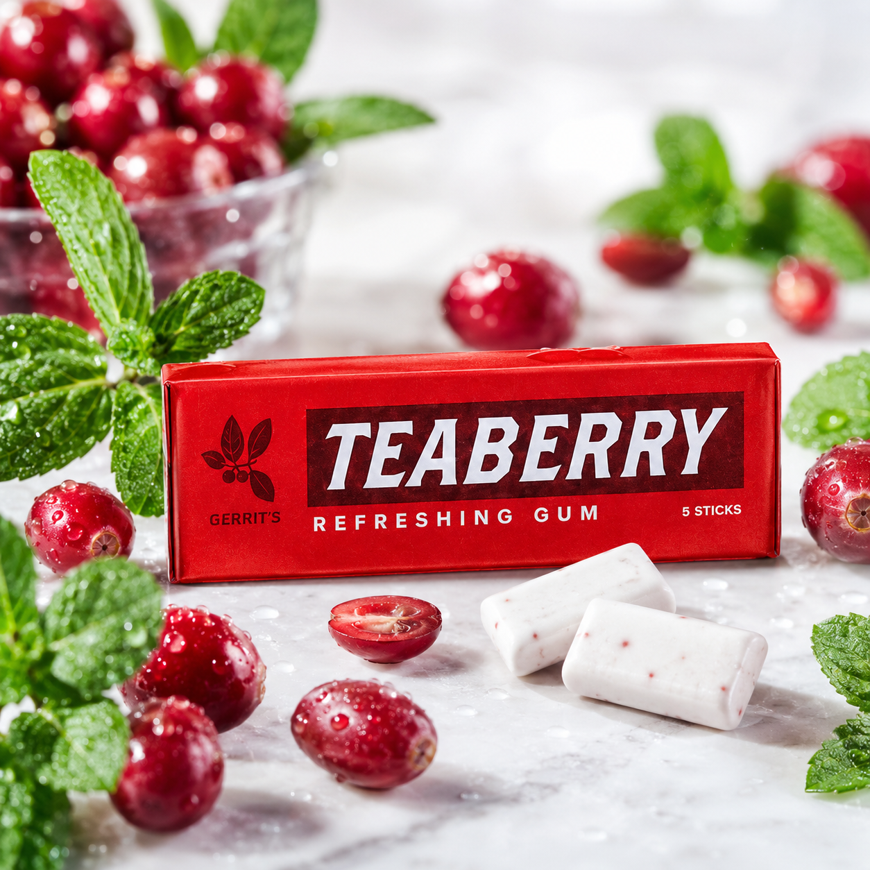 FOTE HOME GOODS Teaberry Chewing Gum Classic Retro Nostalgic Flavor