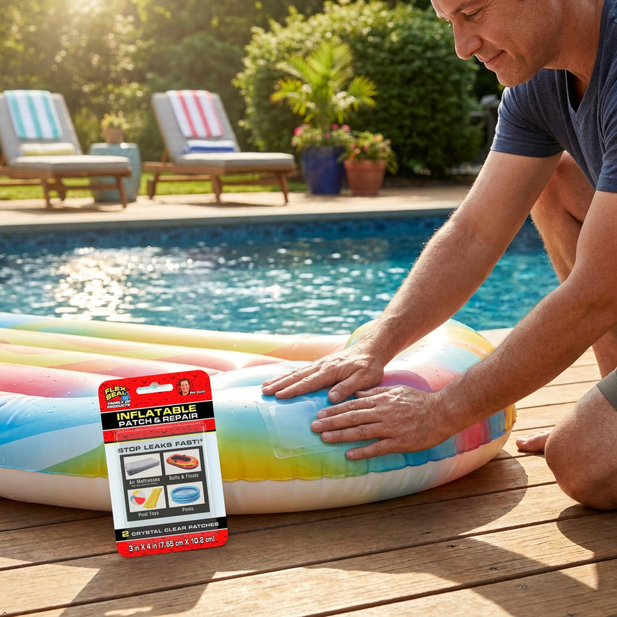 Flex Seal Patch & Repair Kit for Air Mattresses, Rafts, Pool Toys - 2 Clear Flex Seal