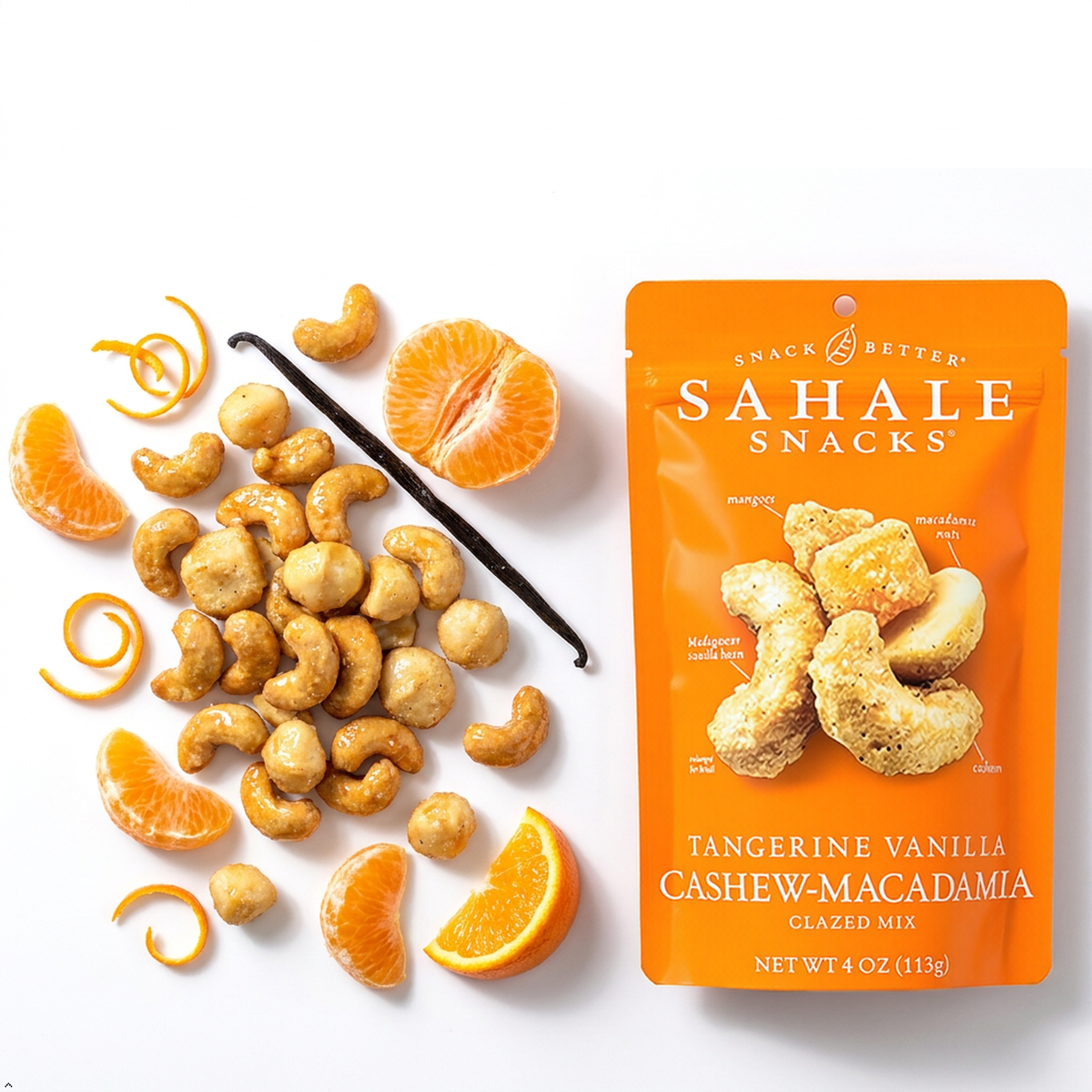 Sahale Snacks Tangerine Vanilla Cashew-Macadamia Glazed Mix, 4 oz (Pack of 2) Sahale Snacks