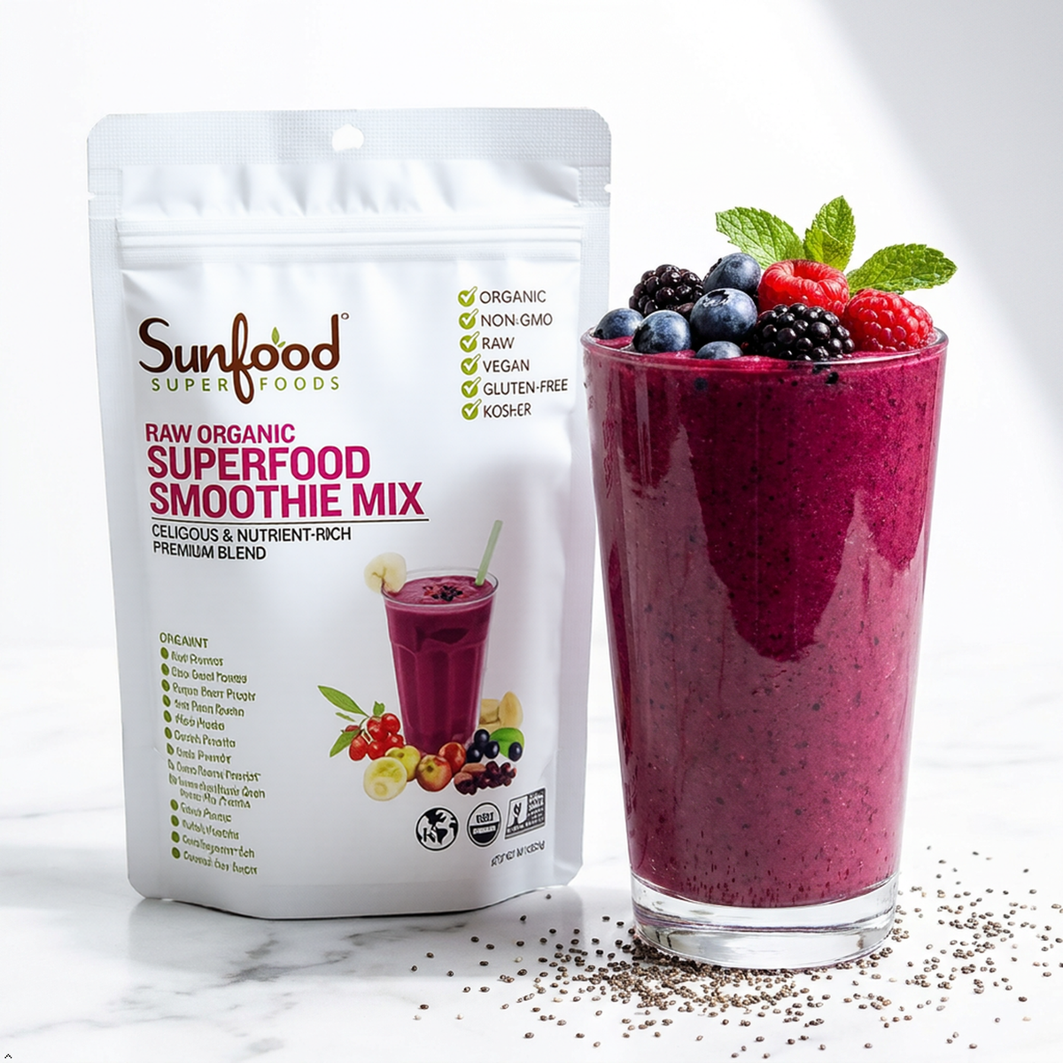 Sunfood Raw Organic Smoothie Mix, 8 oz Sunfood
