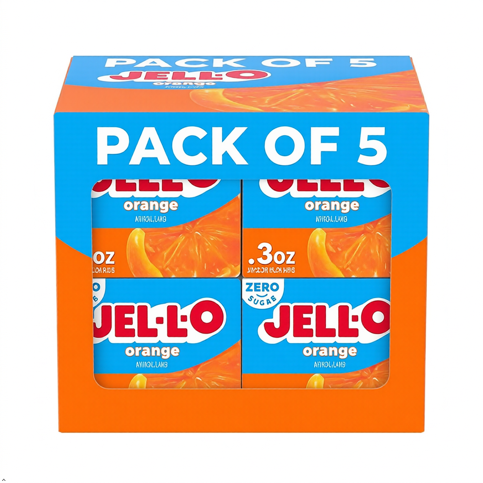 Jell-O Sugar Free Orange Gelatin Dessert Mix, 0.30 oz (Pack of 5) Jell-O