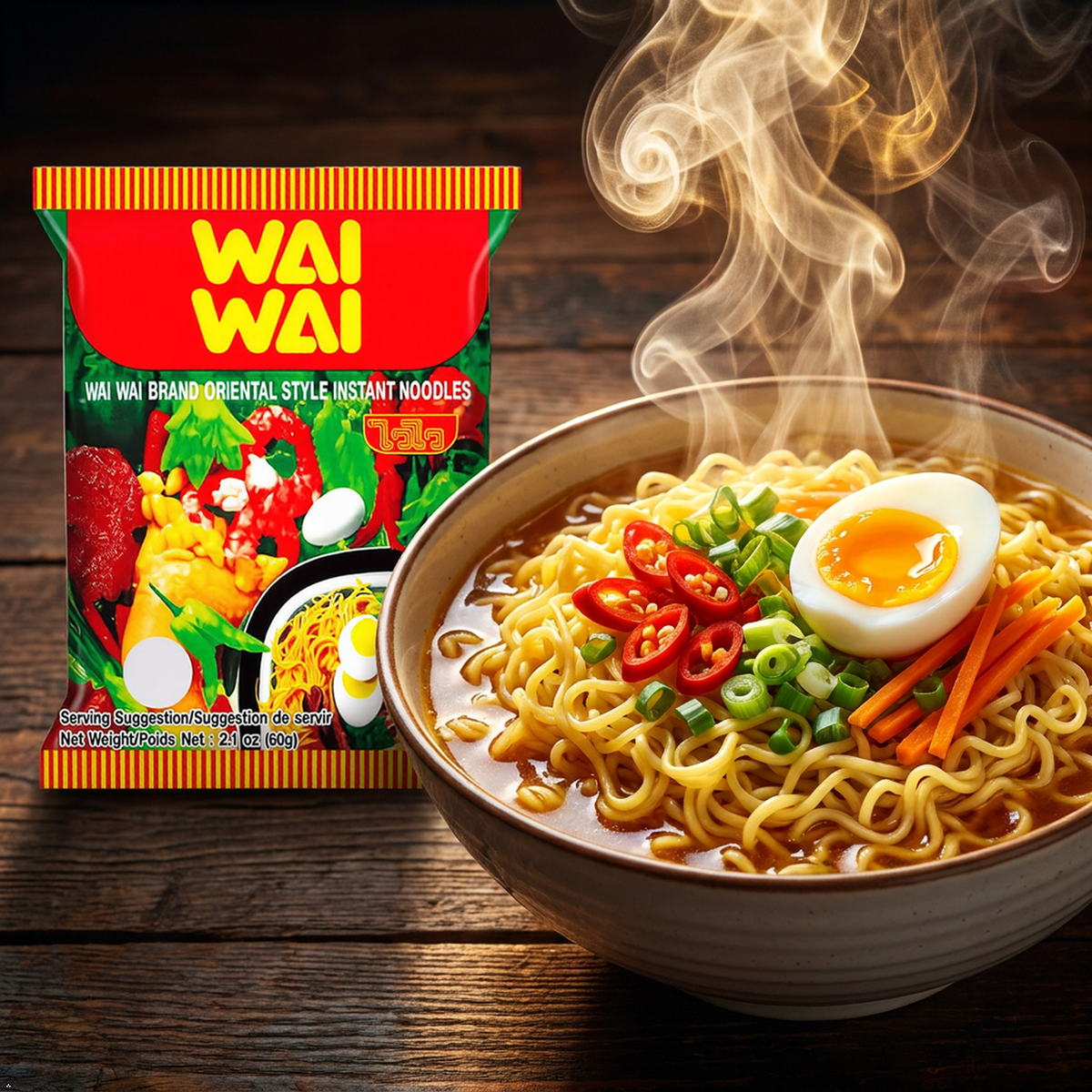 Wai Wai Oriental Style Instant Noodles, 1.93 oz / 60 g (Pack of 30) WAI WAI