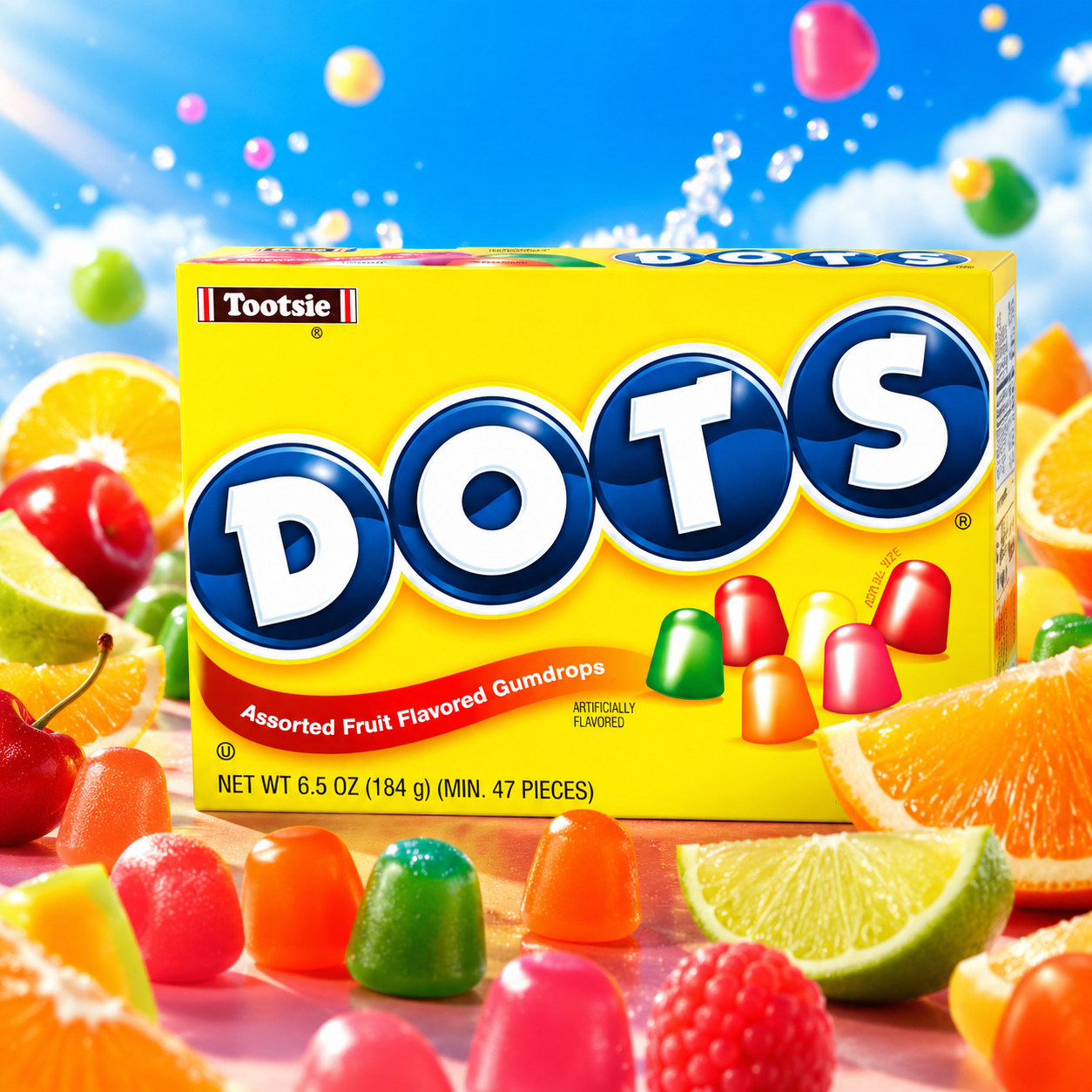 Tootsie Roll DOTS Assorted Fruit Flavored Gumdrops Candy Theater Box 6.5 oz
