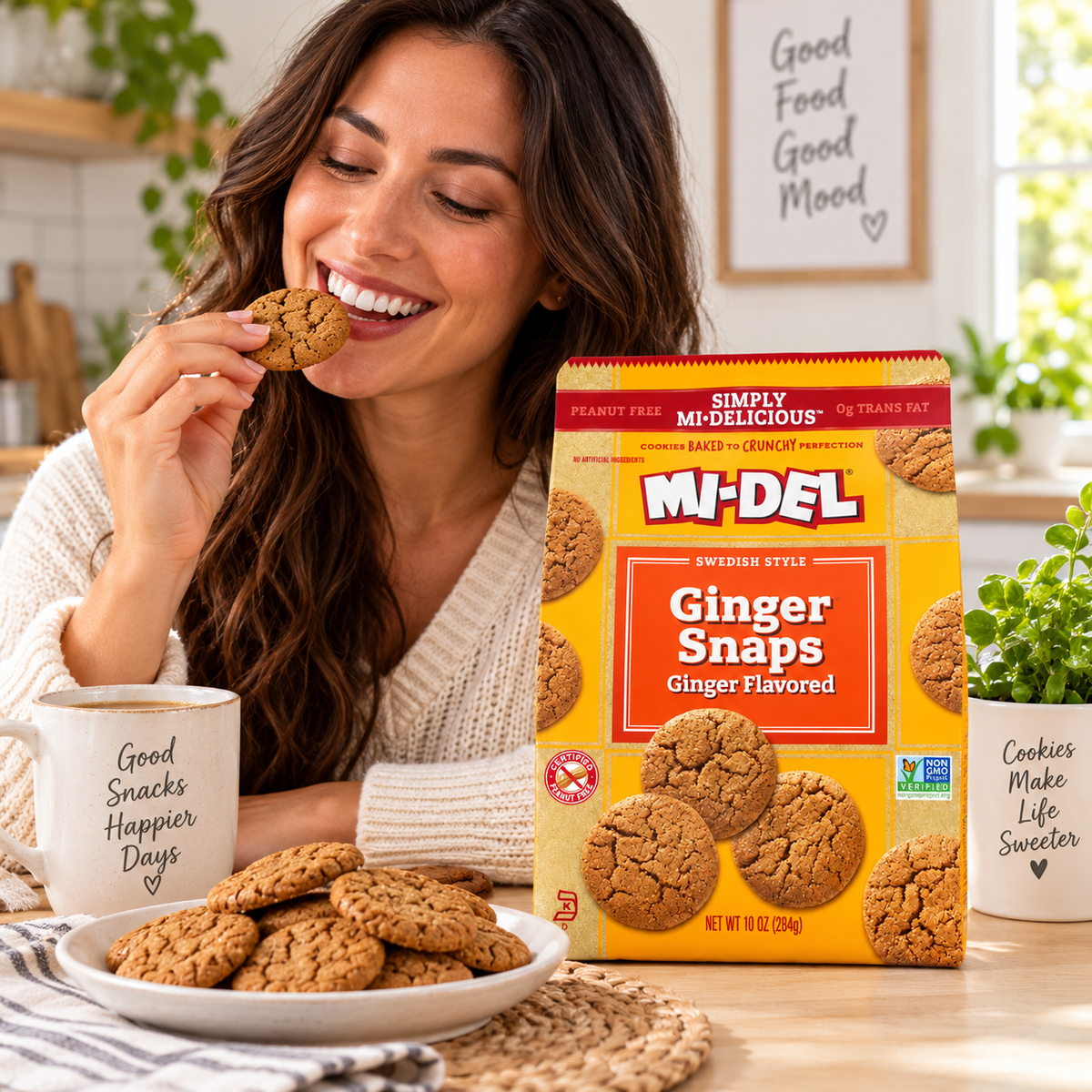 MI-DEL Ginger Snaps Cookies, Non-GMO, 0g Trans Fat MI-DEL