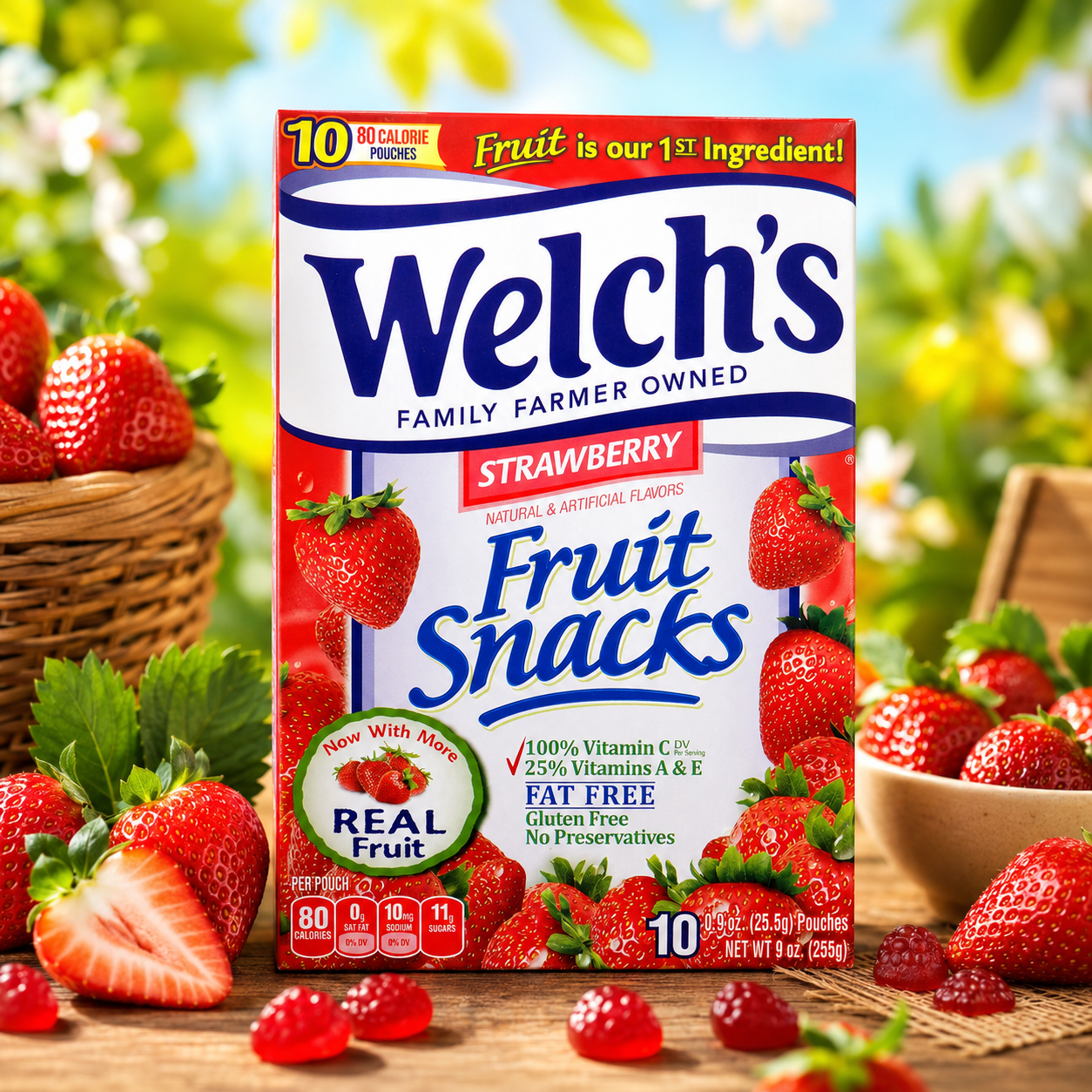 Welch's Strawberry Flavor Fruit Snacks 10 Pouches (2 packs)