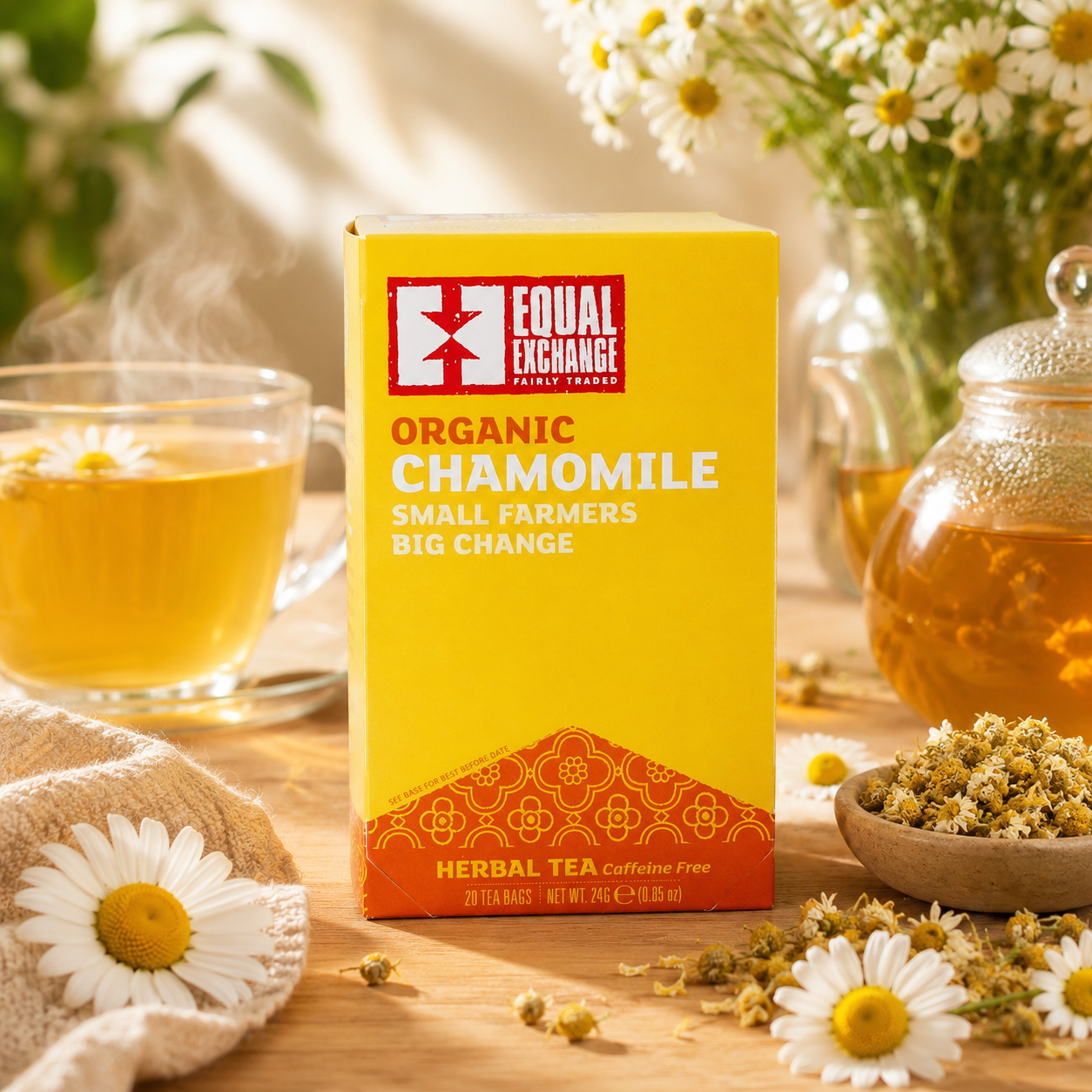 Equal Exchange Organic Herbal Tea Caffeine Free Chamomile 20 Tea Bags