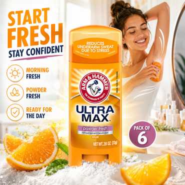 Arm & Hammer Ultra Max Antiperspirant Deodorant Solid Powder Fresh 2.6 oz
