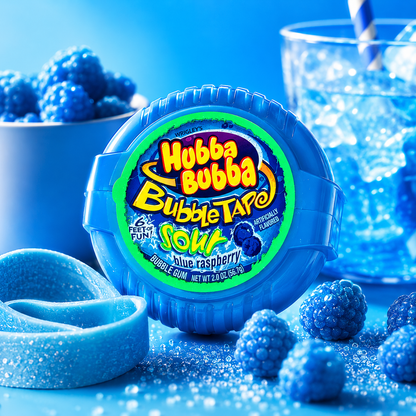 Hubba Bubba Bubble Tape Sour Blue Raspberry Chewing Gum 6 Feet of Fun