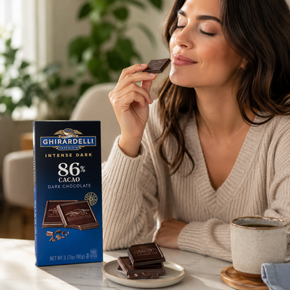 GHIRARDELLI INTENSE DARK Chocolate Bar, 86% Cacao, 3.17 Oz Bar (Pack of 12)