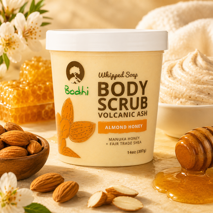 BODHI Handmade Soap Almond Honey Volcanic Ash Whipped Body Scrub 14 Oz