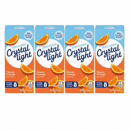 Crystal Light Classic Orange with Vitamin C & Calcium Drink Mix 5 Pitcher Packets per Box, (Pack of 4)