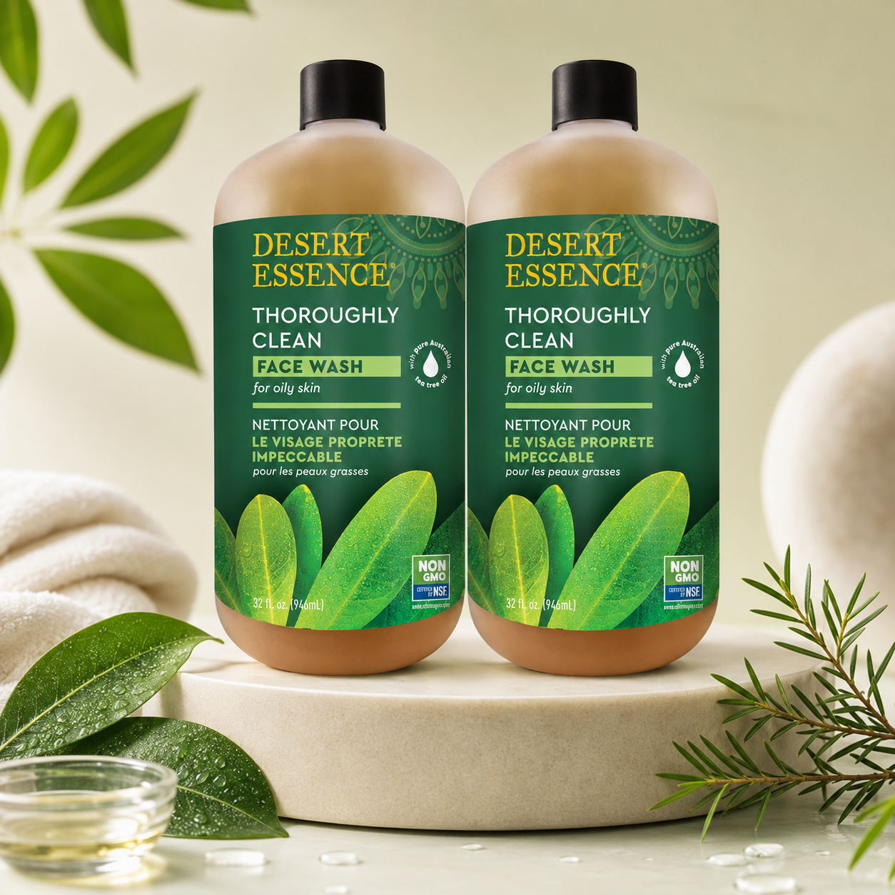 Desert Essence Thoroughly Clean Face Wash Original Tea Tree Oil Gentle Cleanser For Soft Radiant Skin 32 fl oz Desert Essence