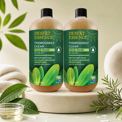 Desert Essence Thoroughly Clean Face Wash Original Tea Tree Oil Gentle Cleanser For Soft Radiant Skin 32 fl oz Desert Essence