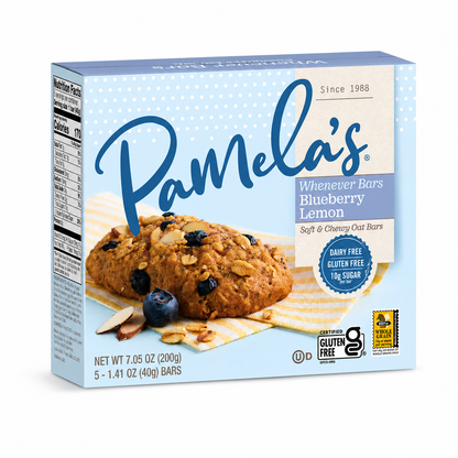Pamela's Products Whenever Bars Soft & Chewy Oat Bars Blueberry Lemon Gluten Free Kosher 5 ct 7.05 oz