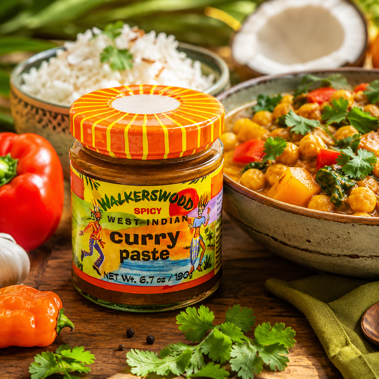 Walkerswood Spicy West Indian Curry Paste, Product of Jamaica, Single Bottle 6.7 oz