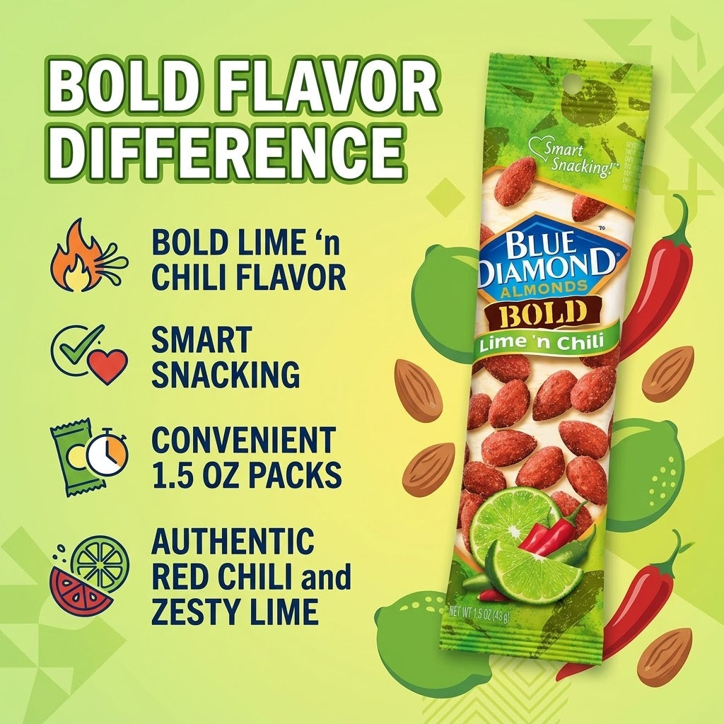 Blue Diamond Almonds, Lime and Chili, 1.5-Ounce Packages (Pack of 12) Blue Diamond Almonds