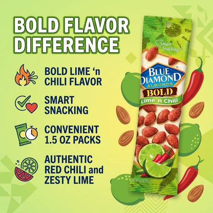 Blue Diamond Almonds, Lime and Chili, 1.5-Ounce Packages (Pack of 12) Blue Diamond Almonds