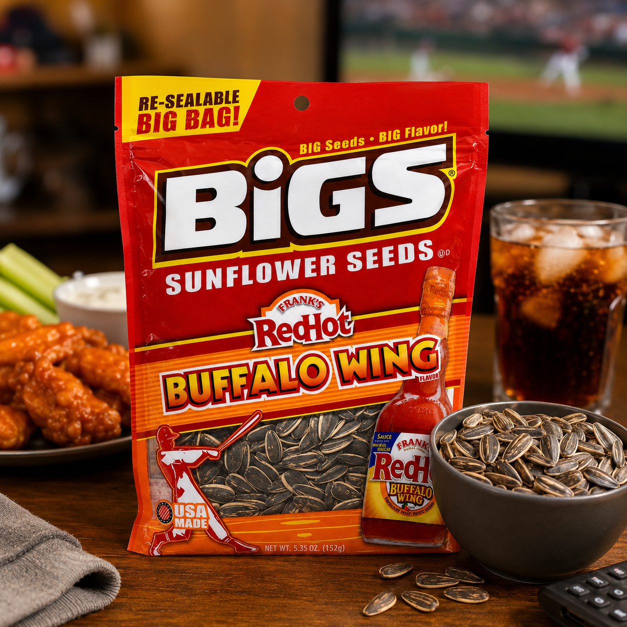 BIGS Bold and Tangy Buffalo Wing Sunflower Seeds 5.35 oz