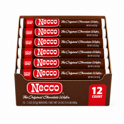 Necco Wafers Original Chocolate Flavored Hard Candy Rolls 2 oz