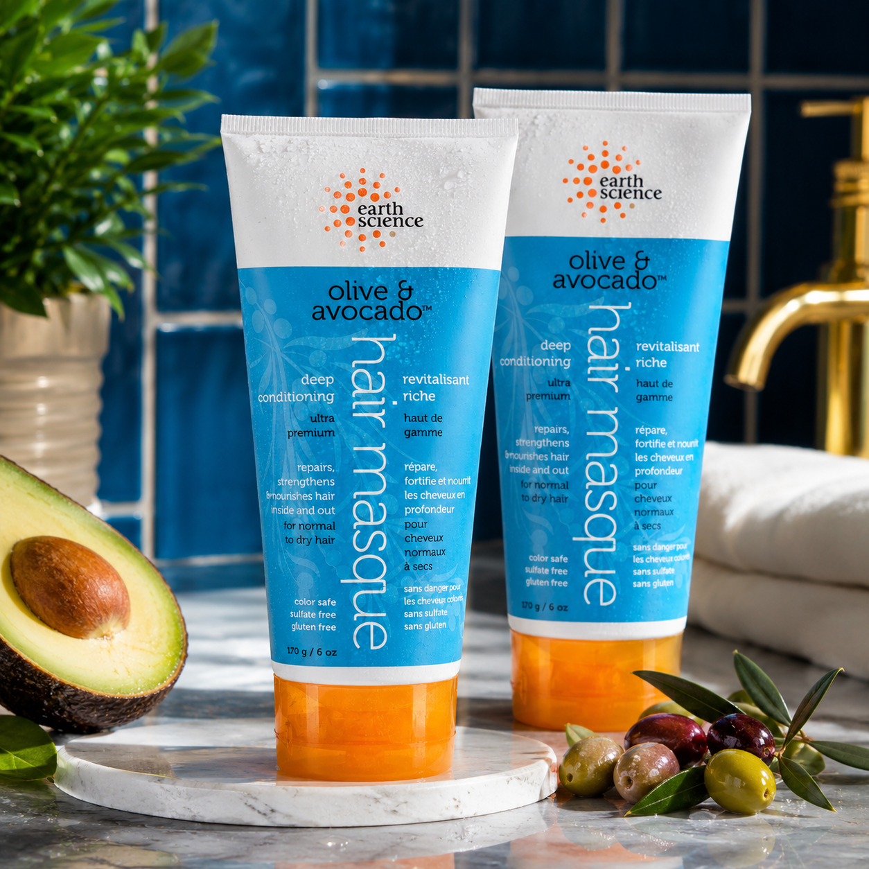 Earth Therapeutics Olive & Avocado Deep Conditioning Hair Masque For Normal to Dry Hair 6 oz