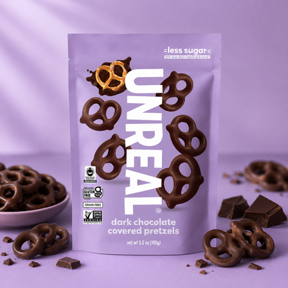 UNREAL Dark Chocolate Covered Pretzels 3.5 OZ