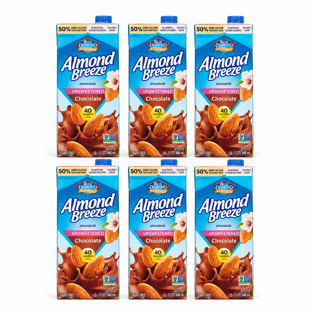 Blue Diamond Almonds Breeze Unsweetened Chocolate Almond Milk 32-ozs