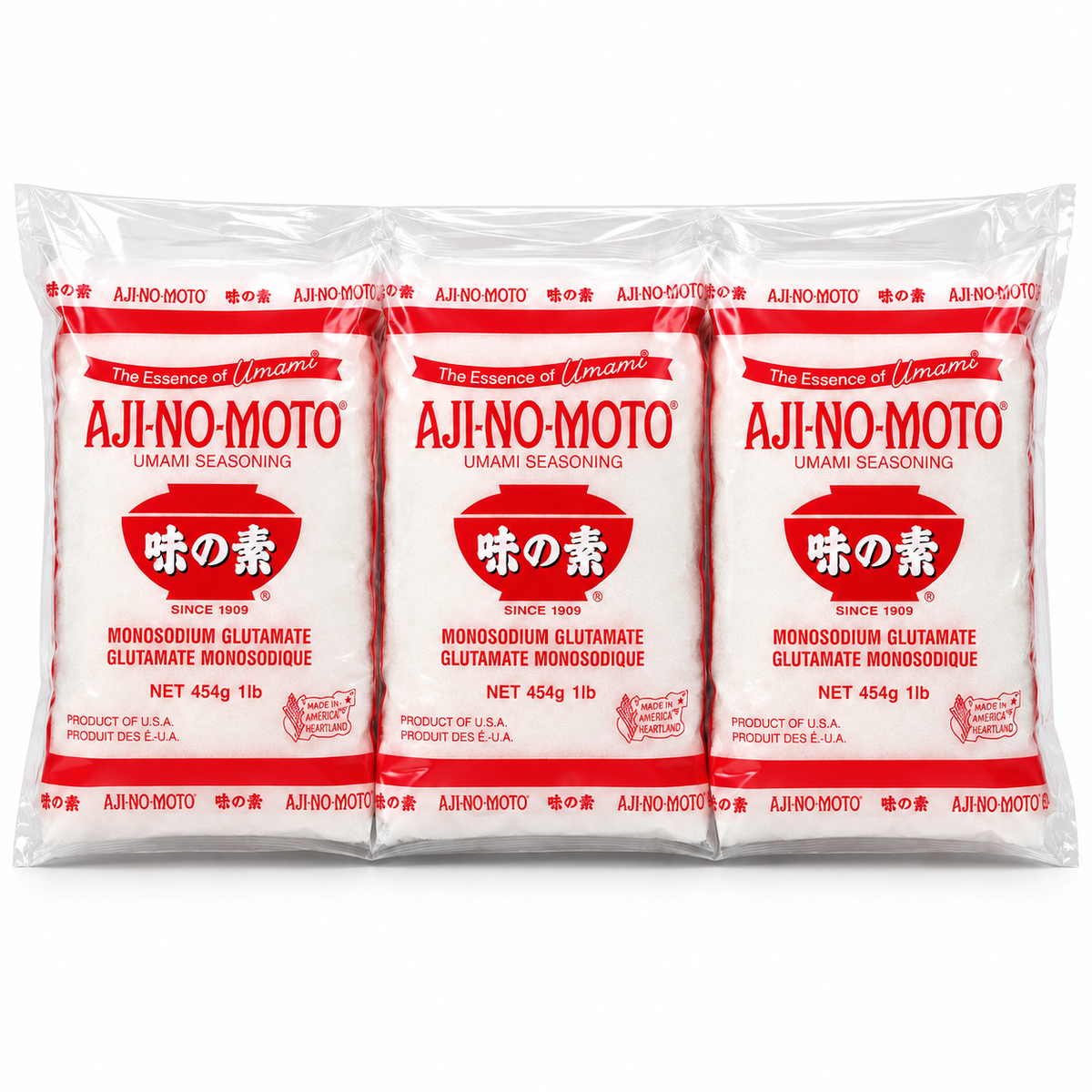 Ajinomoto MSG in Plastic Bag Umami Seasoning 454g / 1LB / 16 oz (Pack of 3) Ajinomoto