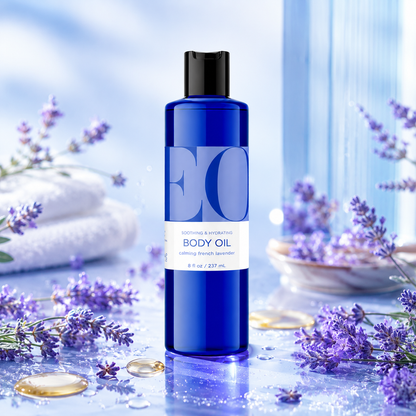EO Body Oil French Lavender for Massage & Moisture 8-oz Bottles