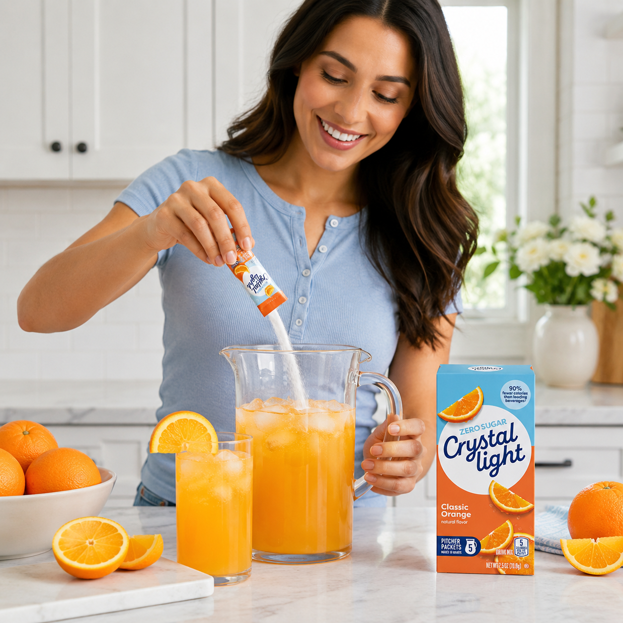 Crystal Light Classic Orange with Vitamin C & Calcium Drink Mix 5 Pitcher Packets per Box, (Pack of 4)