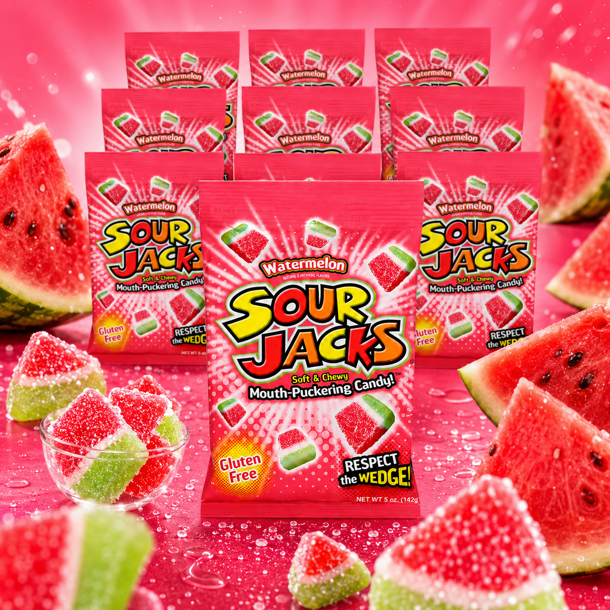 Sour Jacks Watermelon Soft and Chewy Mouth Puckering Candy 5 oz