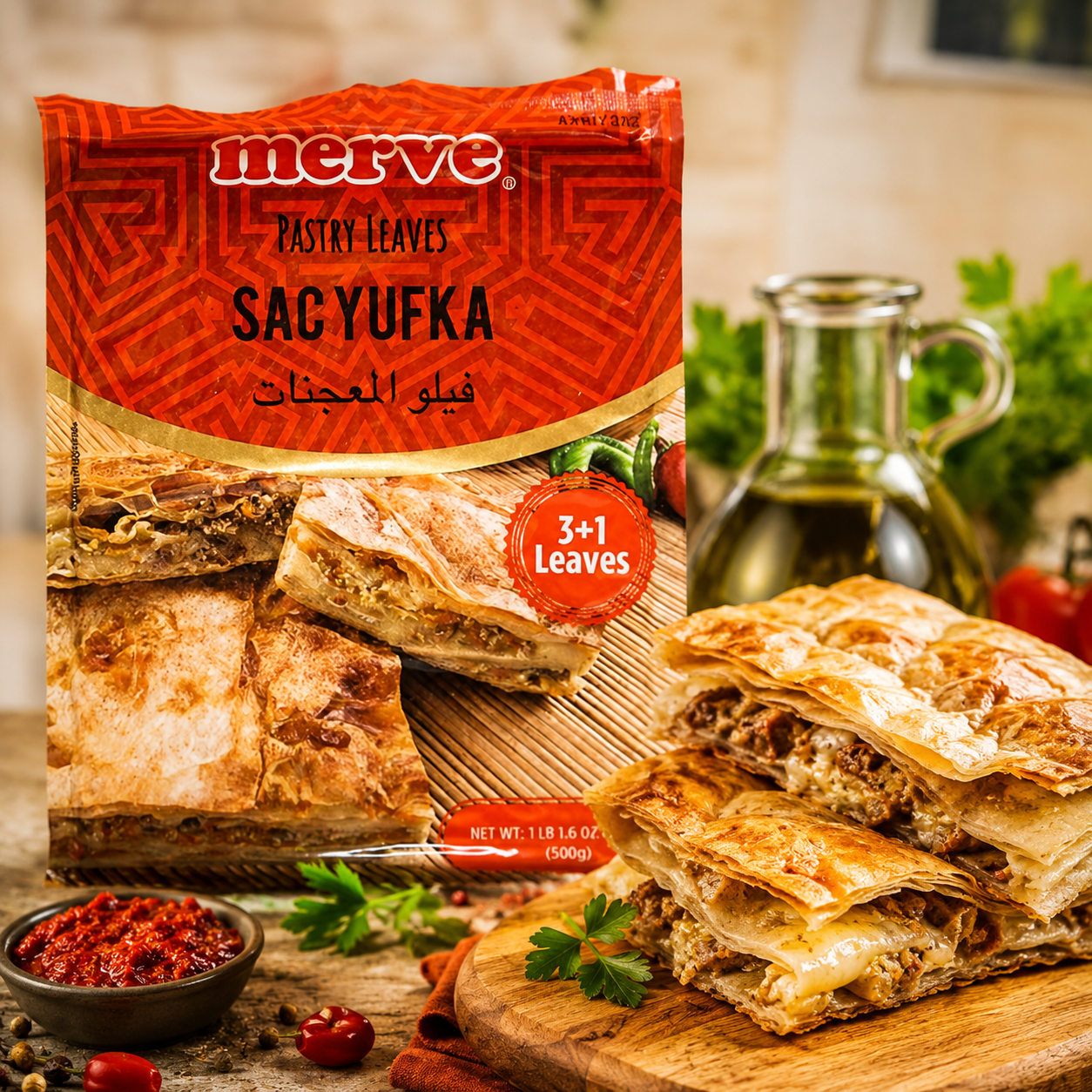 Merve Turkish Pastry Leaves Sac Yufka 3+1 Leaves 17.64 oz