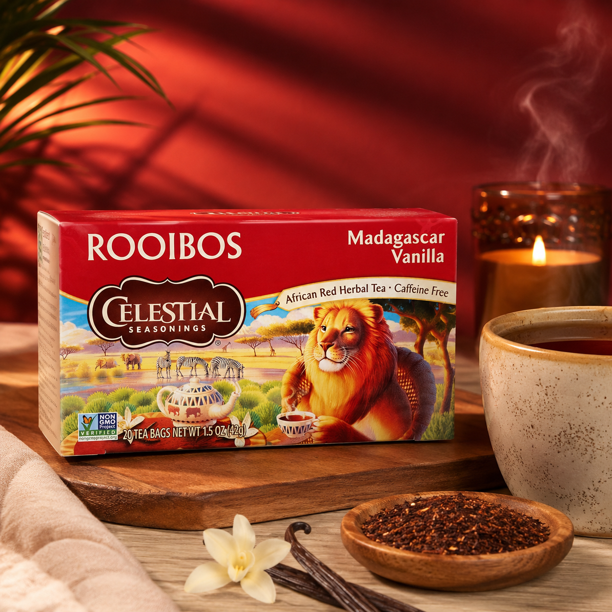 Celestial Seasonings Tea Red Rooibos Madagascar Vanilla (Pack of 3)