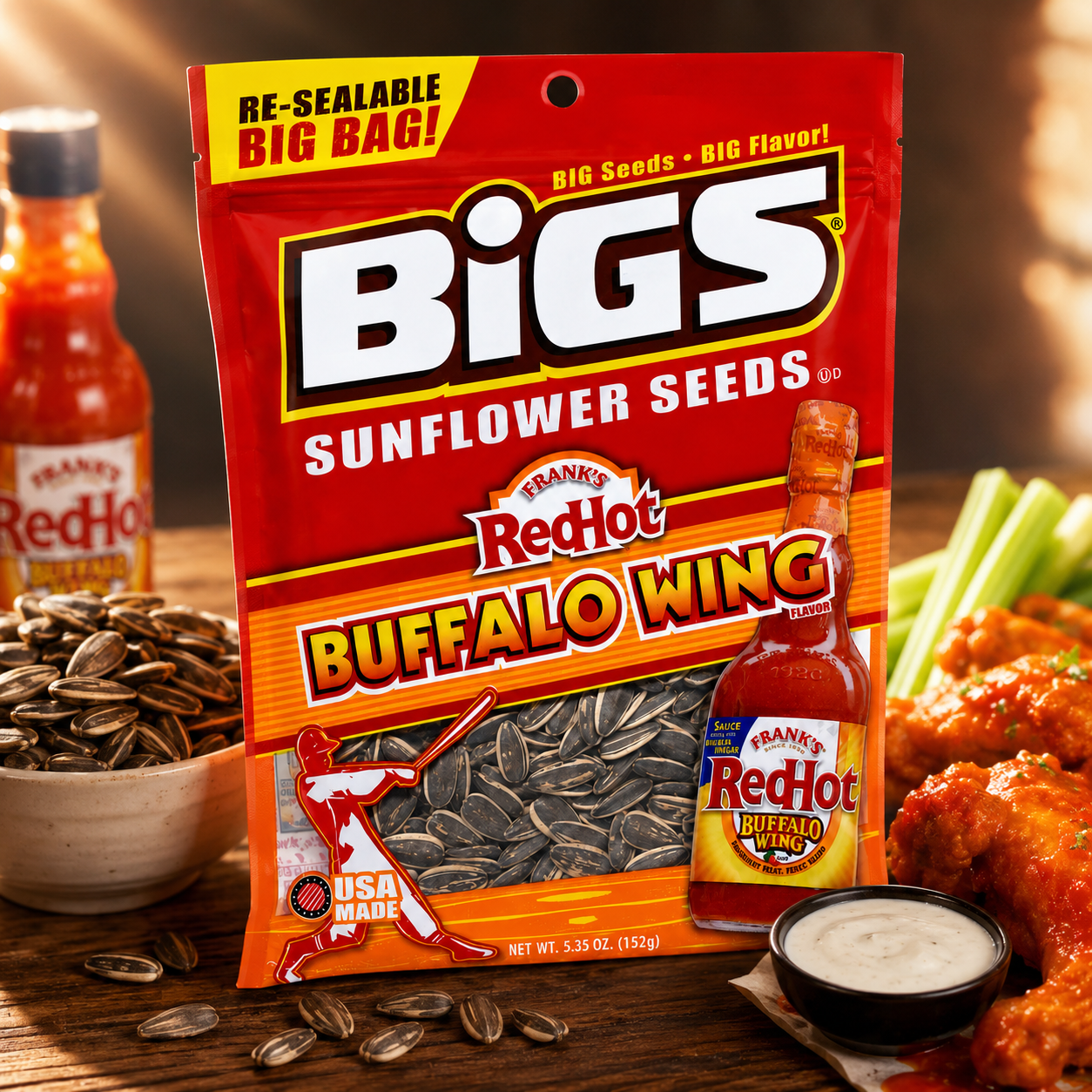 BIGS Bold and Tangy Buffalo Wing Sunflower Seeds 5.35 oz