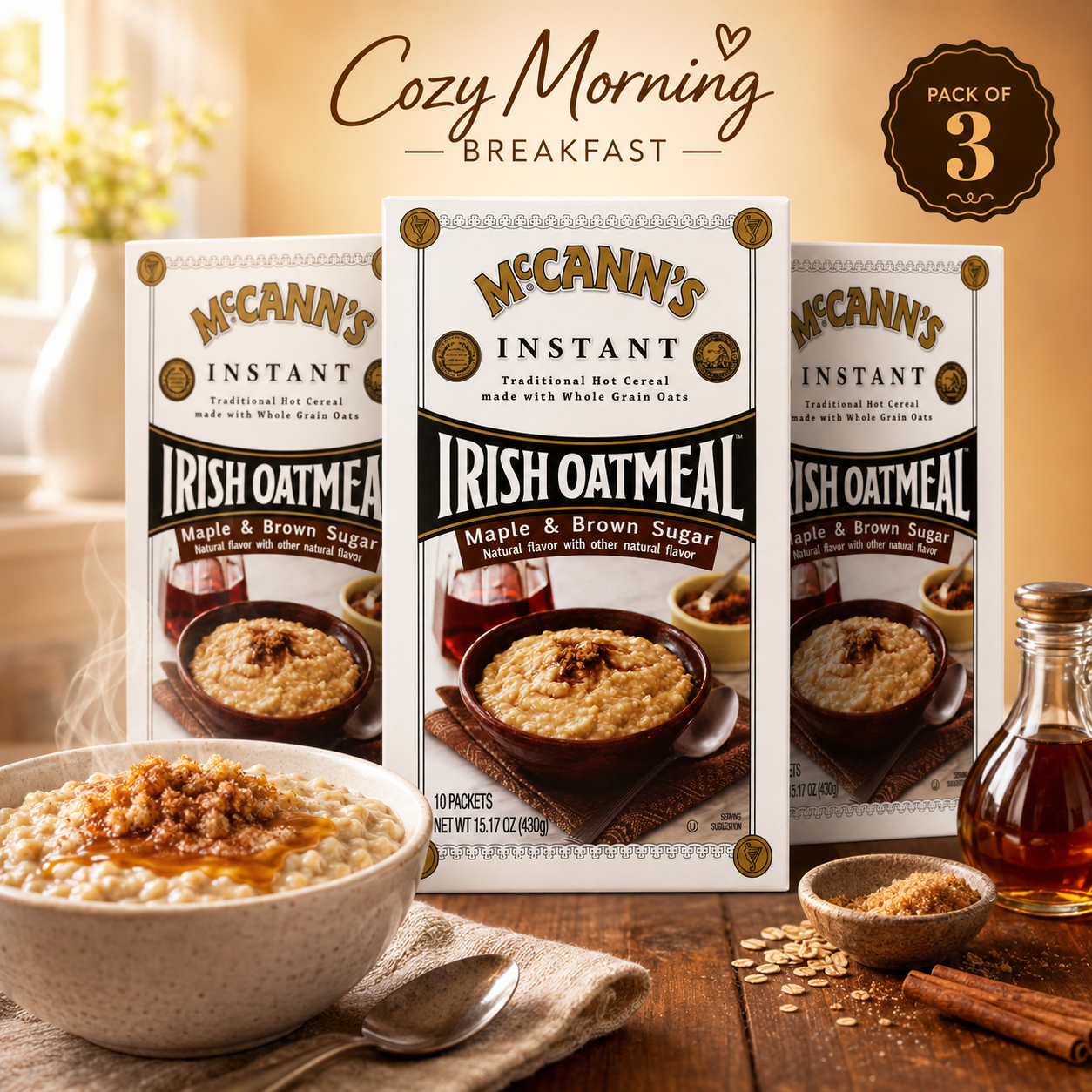 McCann's Irish Oatmeal Instant Oatmeal Maple Brown Sugar Flavor 10 ct