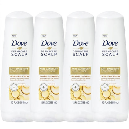 Dove DermaCare Scalp Dryness & Itch Relief Conditioner 12 oz (Pack of 4) Dove