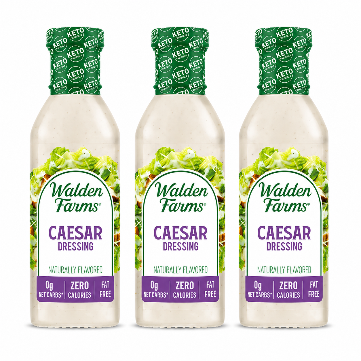Walden Farms Caesar Dressing 12 oz Bottle Creamy & Light Tangy Flavor Net Carbs Kosher Certified Natural Topping for Salads 0.00 oz