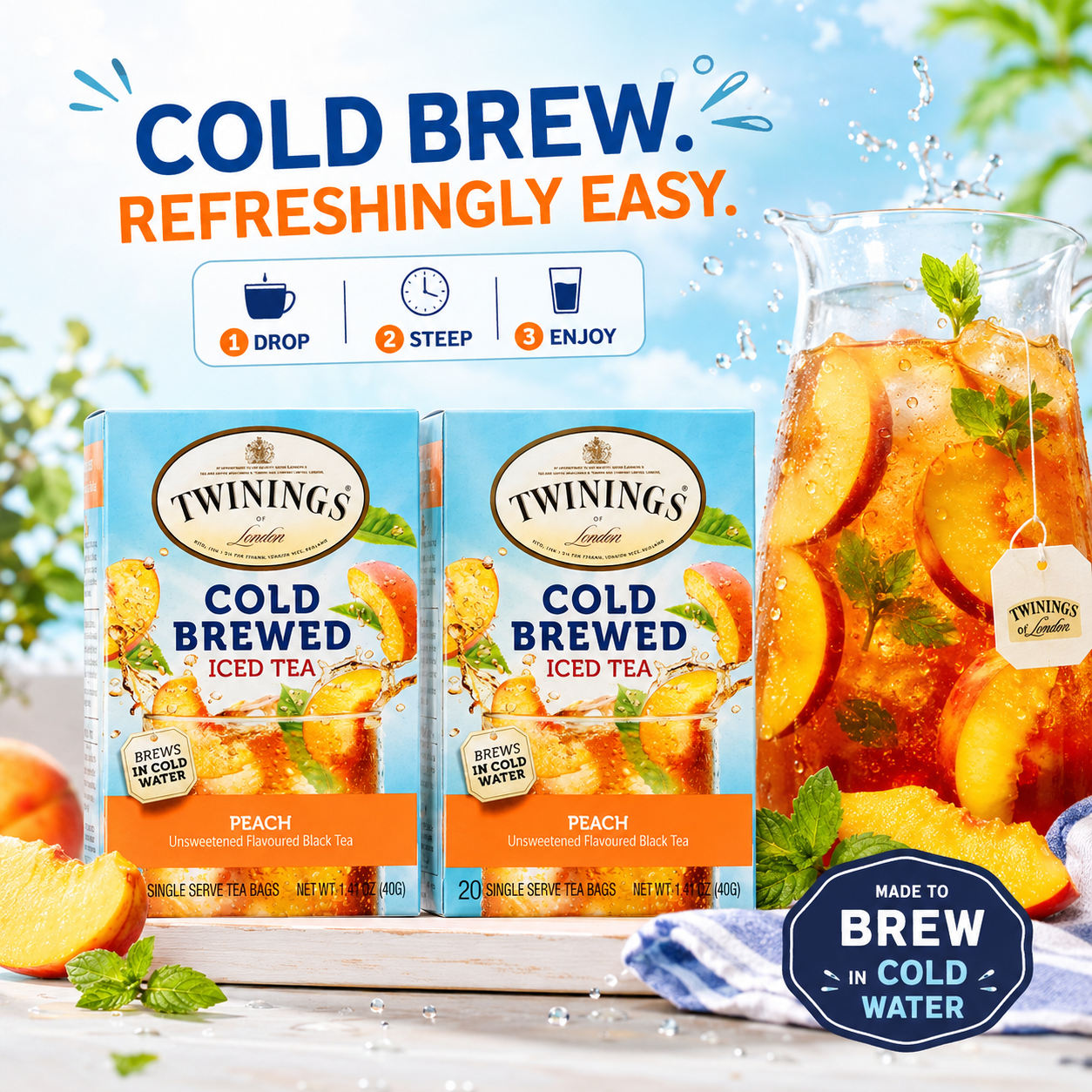 Twinings Peach Cold Brewed Iced Tea 20 ct Box Twinings